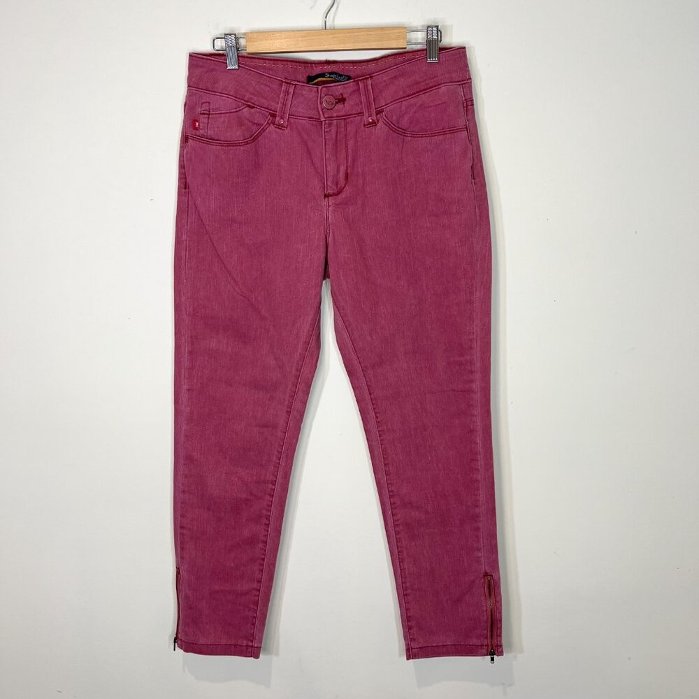 Lee Shapetastic Hidden Hold Magenta Skinny Leg Zipper Ankle Jeans Women's Size M - Picture 9 of 9